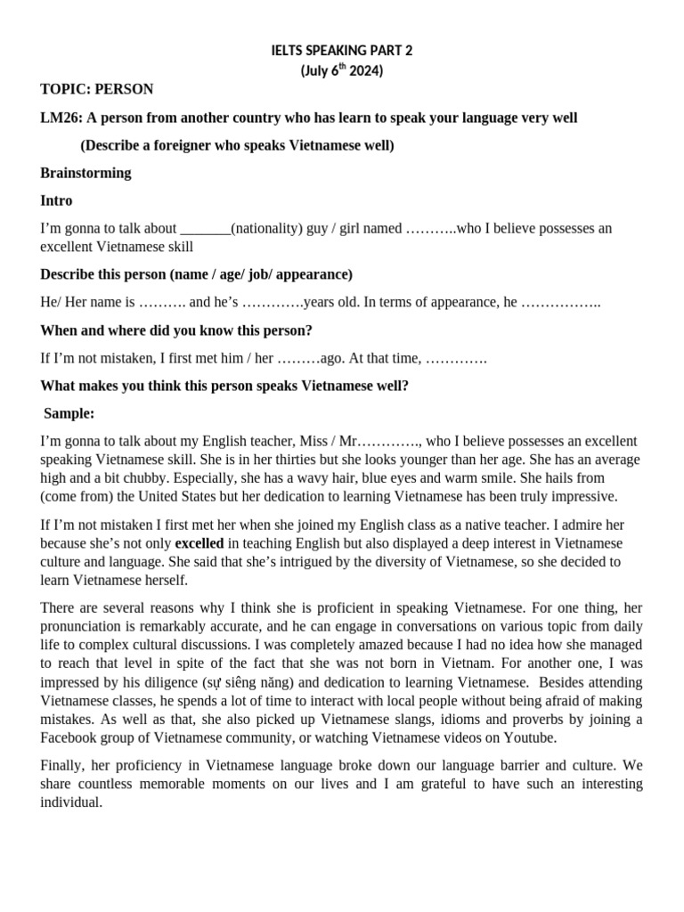 IELTS SPEAKING PART 2 - Gop 3 | PDF | Human Communication