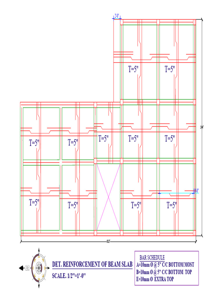 Det. Reinforcement of Beam Slab: SCALE. 1/2'' 1'-0'' | PDF