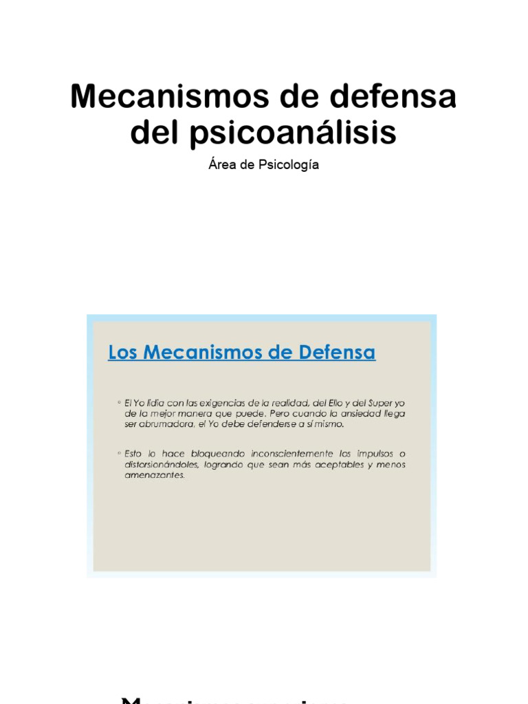 Mecanismos de Defensa en Psicoanálisis | PDF | Crecimiento personal y ...