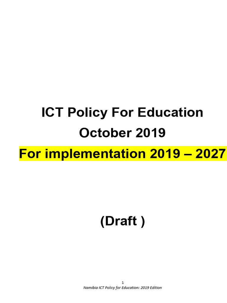 Namibia ICT Policy for Education 2019 | PDF | Educational Technology ...