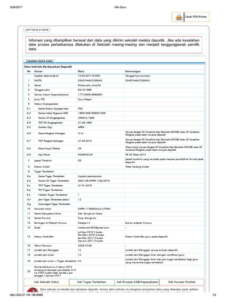 Validasi Data Guru Dapodik 2017 | PDF