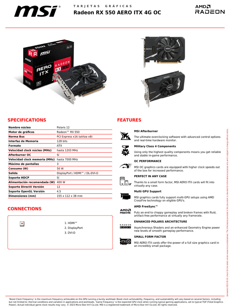 Radeon RX 550 AERO ITX 4G OC | PDF | Graphics Processing Unit | Ibm Pc ...