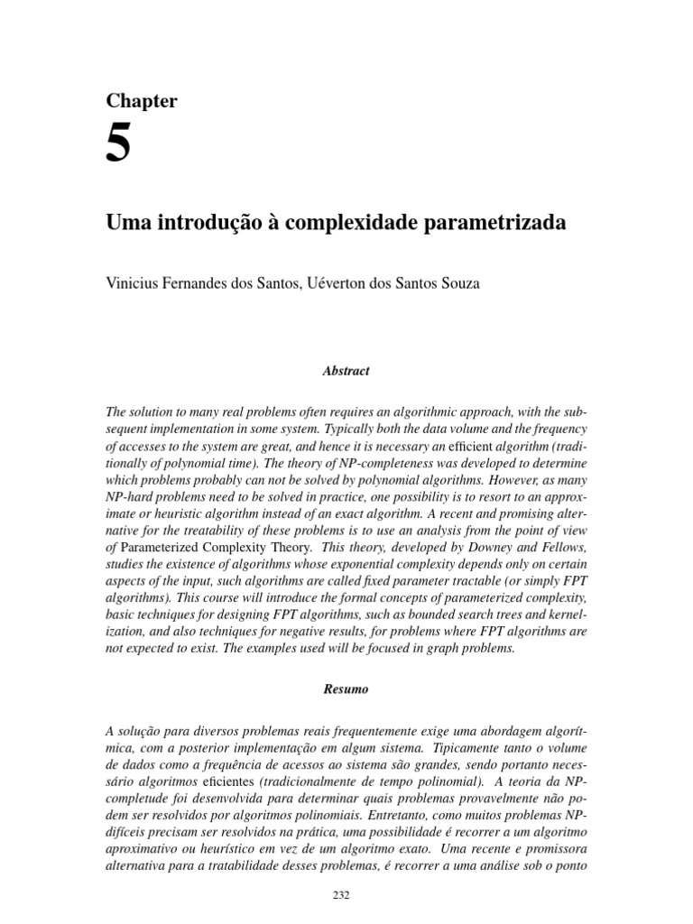 Introdução à Complexidade Parametrizada | PDF | Complexidade do tempo ...