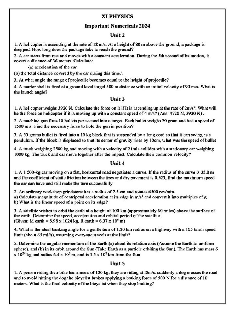 Xi Physics Most Important Mcqs 2024 by Ustani G Education - Centre | PDF