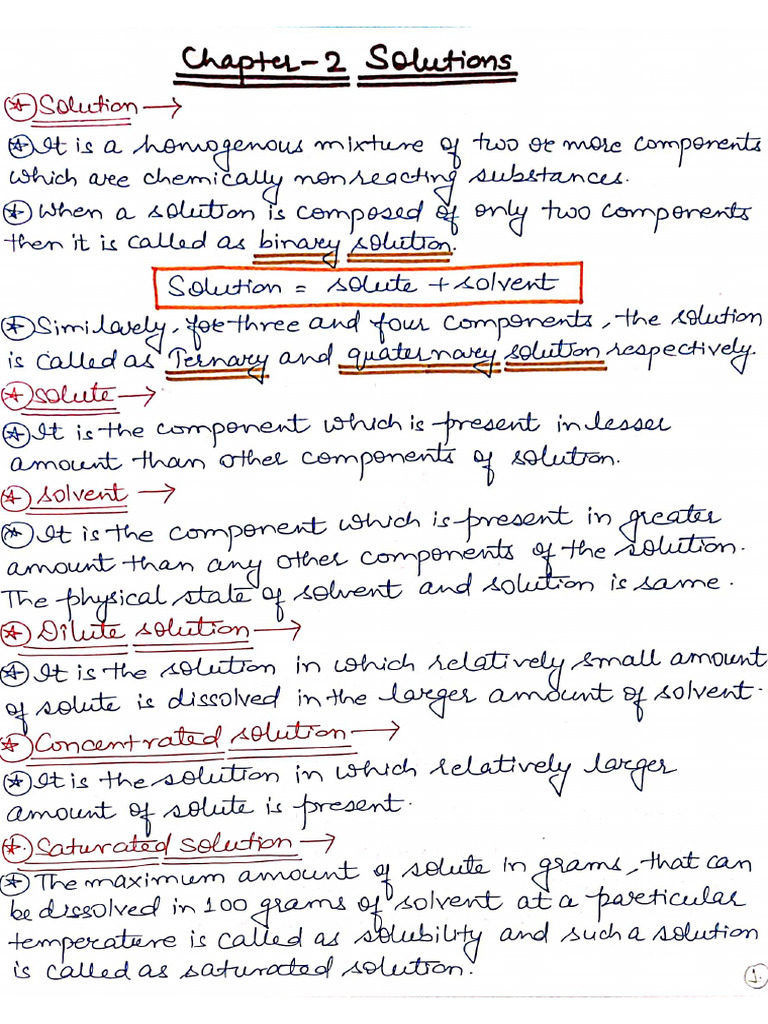 Solutions Class 12 | PDF