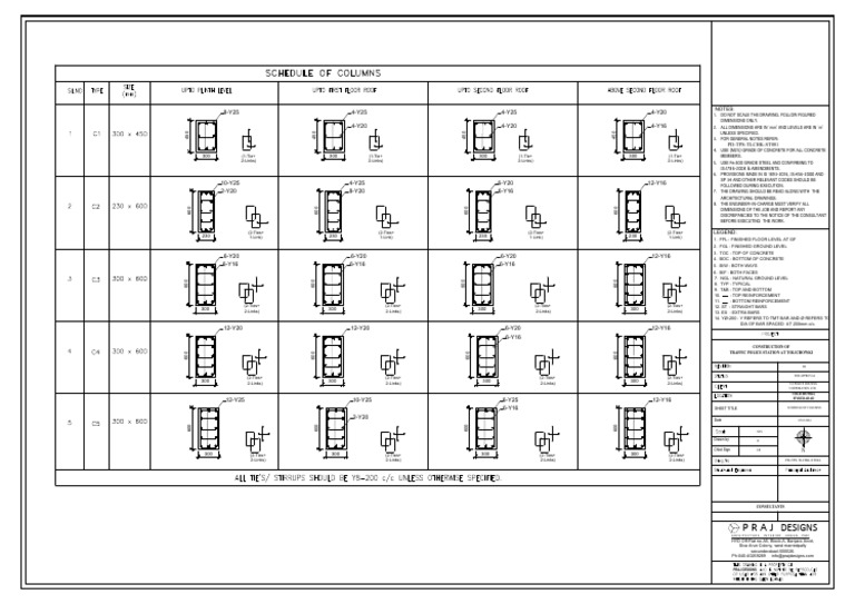 Traffic Police Station Column Schedule | PDF | Civil Engineering | Concrete