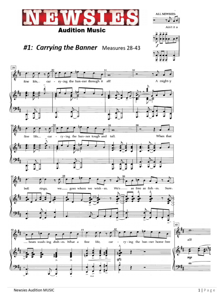 Newsies Audition Music | PDF | Art
