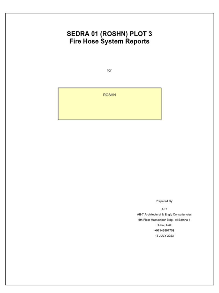 ROSHN PLOT 3 Fire Hose System Report | PDF | Flow Measurement | Pipe ...