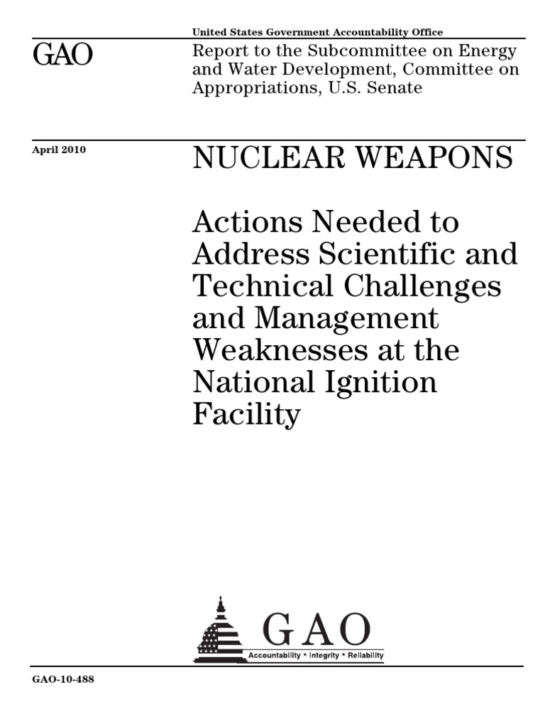 Nuclear Weapons Weakness Ignition Facility | PDF | Nuclear Fusion ...