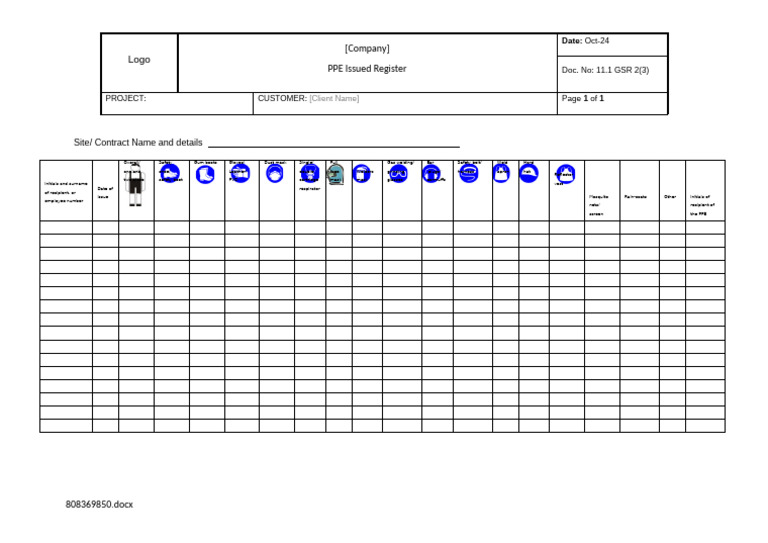 PPE Issued Register Template | PDF | Personal Protective Equipment ...