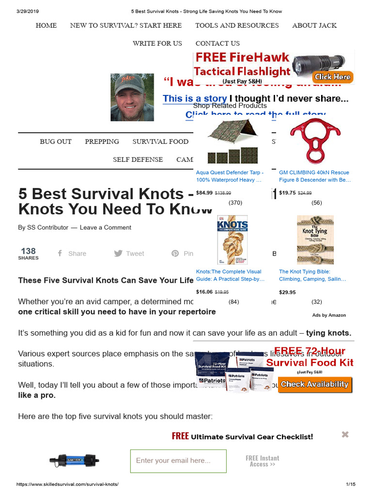 Essential Knots for Outdoor Survival | PDF | Knot | Rope