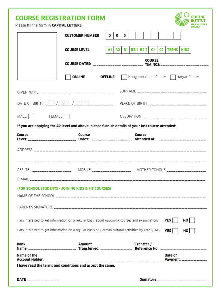 A2 Course Reg Form 2023 PDF Business