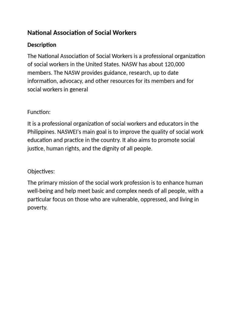 National Association of Social Workers Overview | PDF | Social Science ...