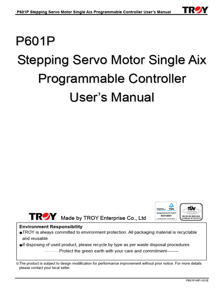 P601P Servo Motor Controller Manual | PDF | Cursor (User Interface ...