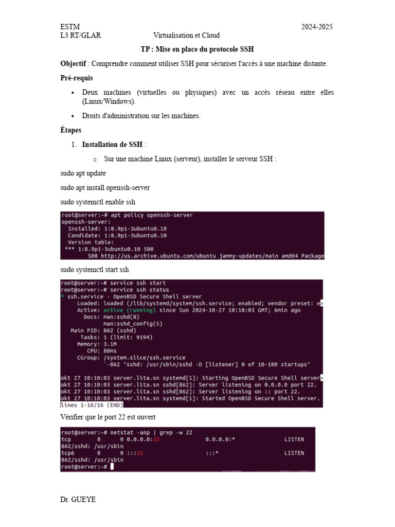 Mise en place du protocole SSH | PDF | Enveloppe de protection ...