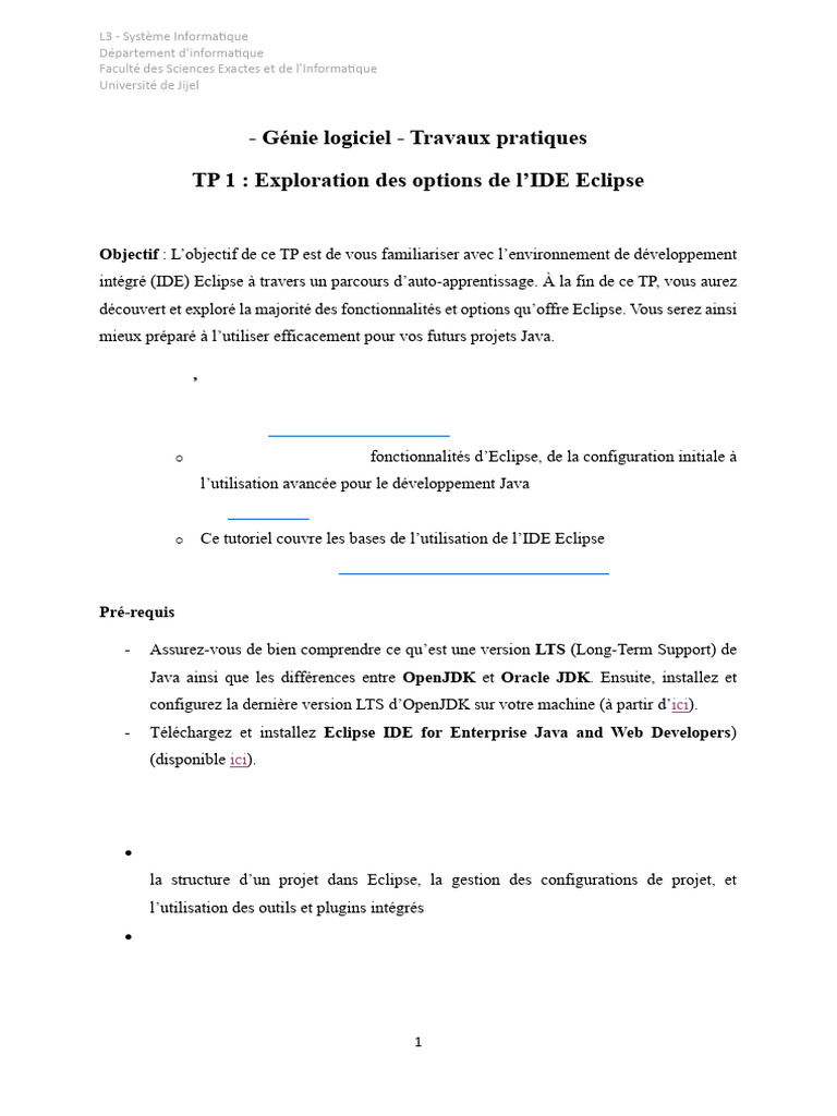 Exploration de l'IDE Eclipse pour Java | PDF | Environnement de ...