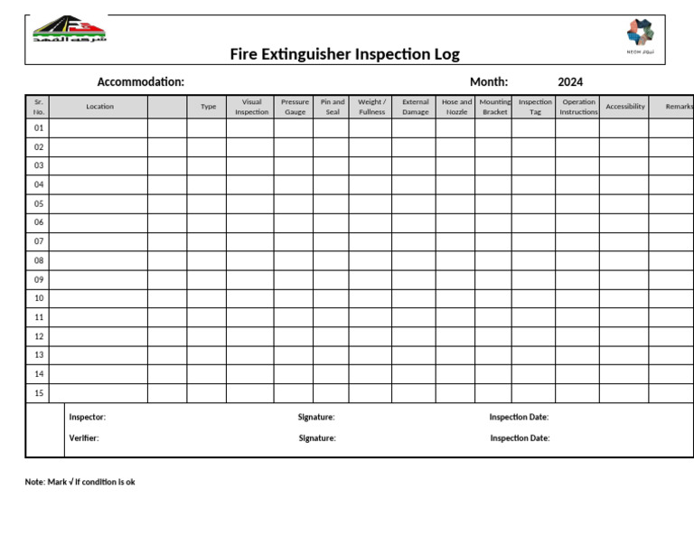 Fire Extinguisher Inspection Checklist | PDF