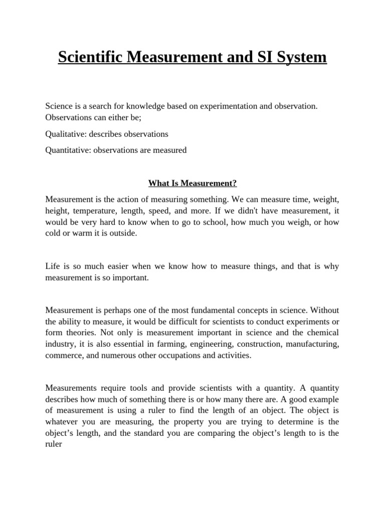 LESSON 9 Scientific Measurement and SI Systems | PDF | Measurement ...