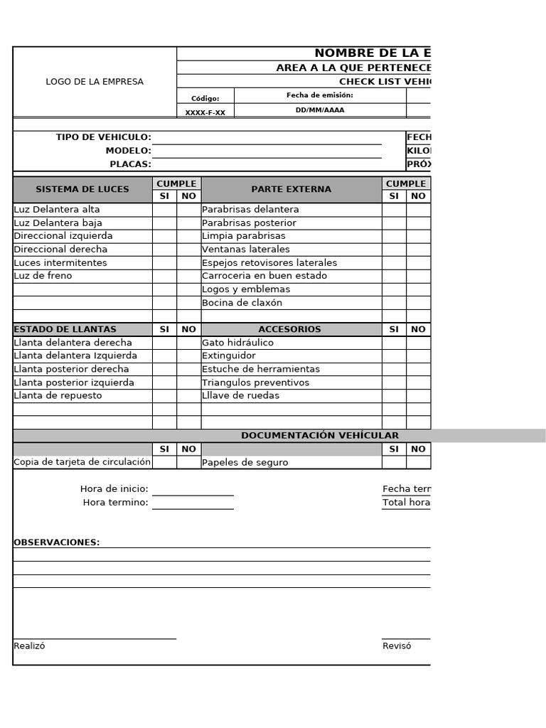 Checklist de Documentación Vehicular | PDF | Industria automotriz | Coche