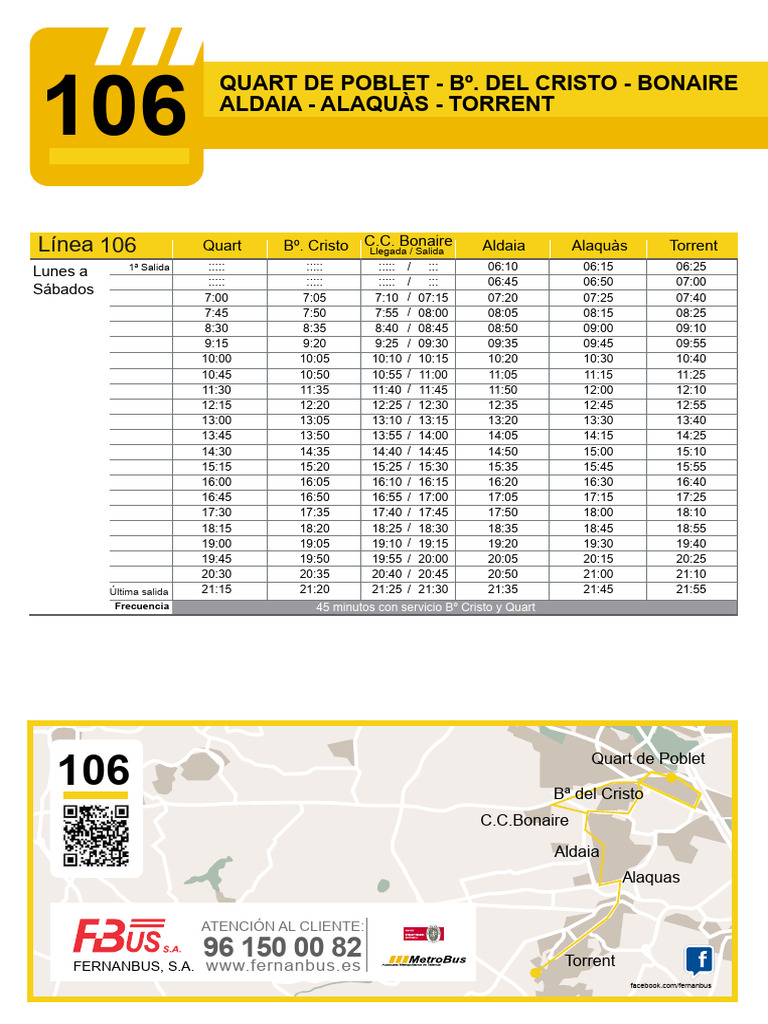 Horarios Línea 106 Fernanbus | PDF