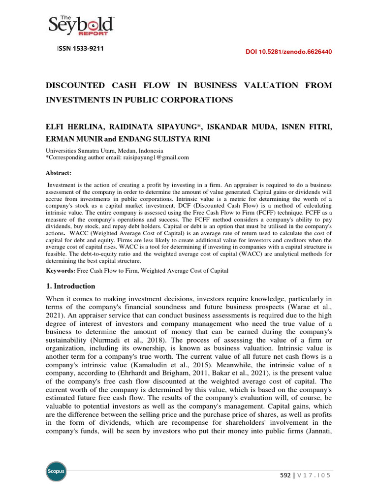 Discounted Cash Flow Valuation Insights | PDF | Free Cash Flow | Cost ...