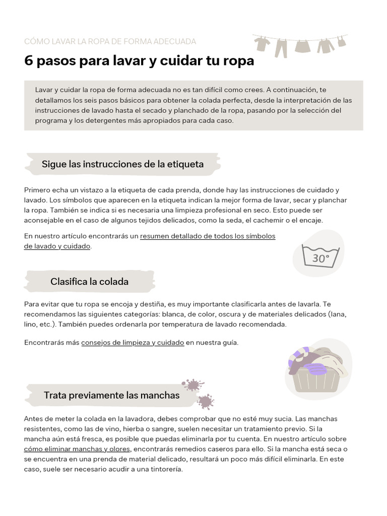 Guía de símbolos de lavado y cuidado | PDF | Ropa | Textiles