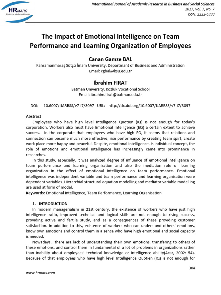 The Impact Of Emotional Intelligence On Pdf Emotional Intelligence