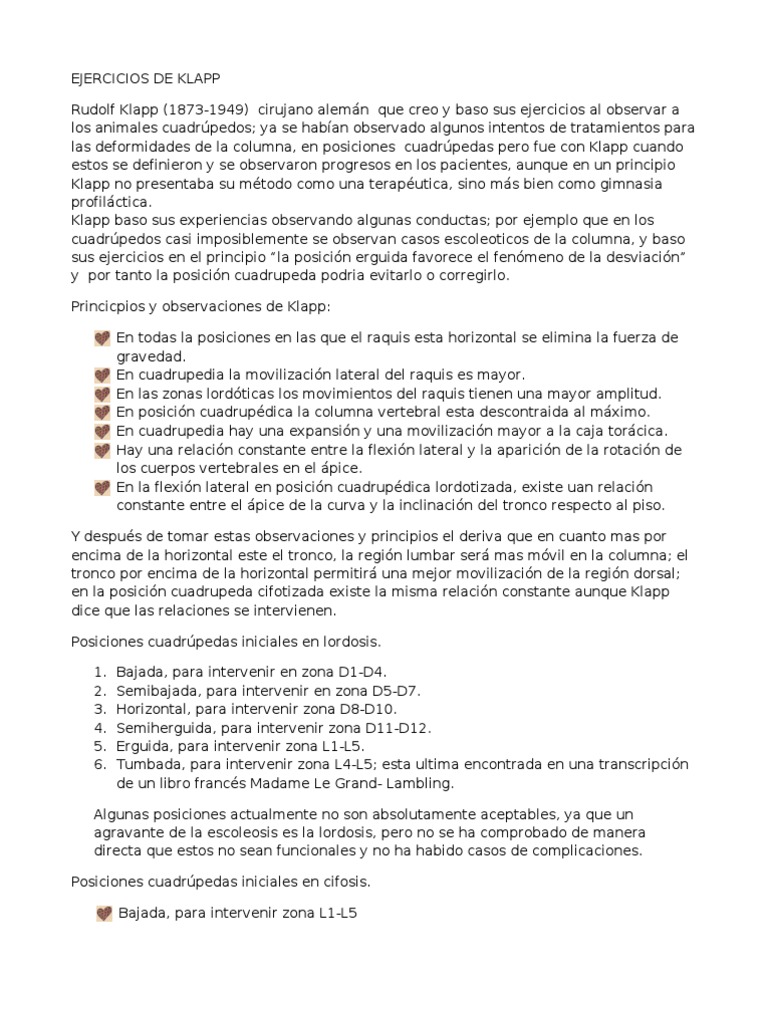 Ejercicios de Klapp para Escoliosis | PDF
