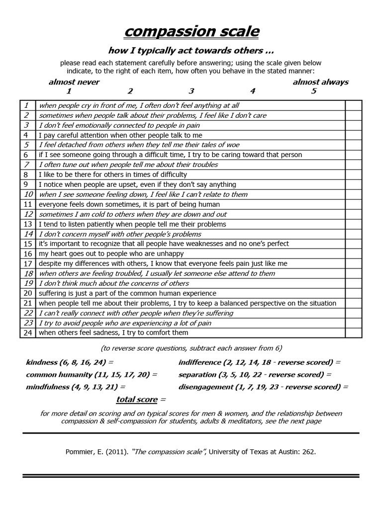 Other-Compassion Scale, Tahoma | PDF | Compassion | Psychology