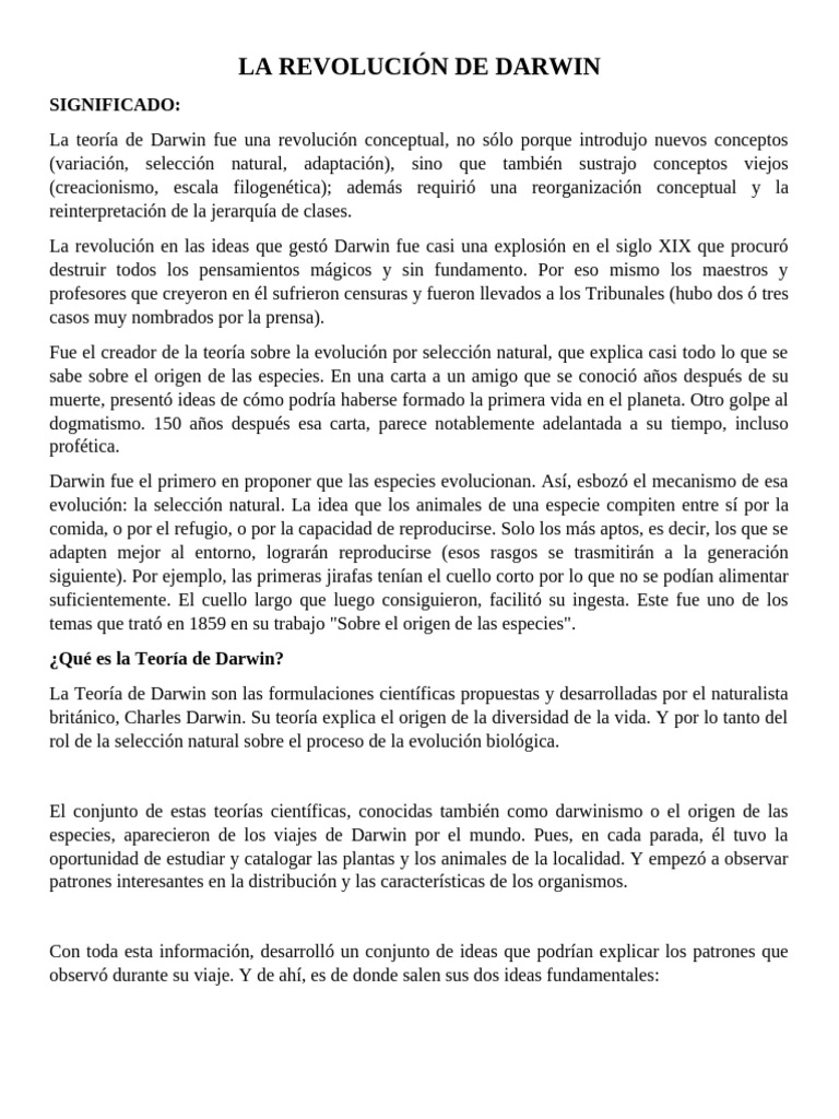 La Revolución de Darwin | PDF | Evolución | Seleccion natural