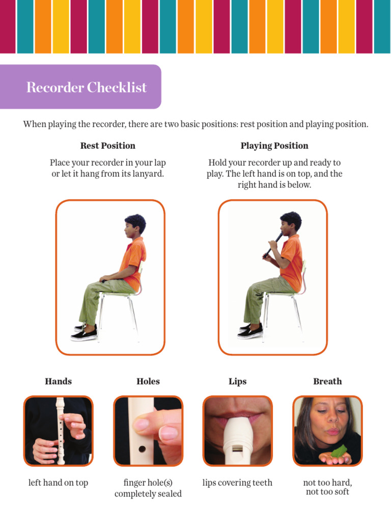 Recorder Playing Positions Guide | PDF