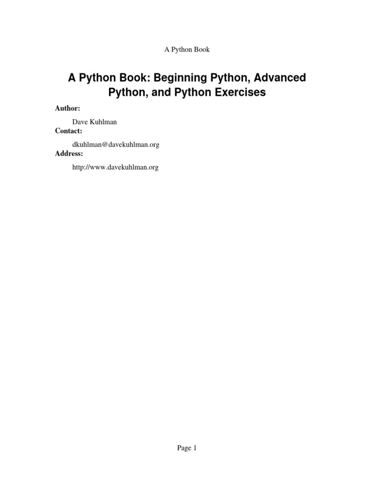 05-A Python Book - Beginning, Advanced, Exercices | PDF | Python ...