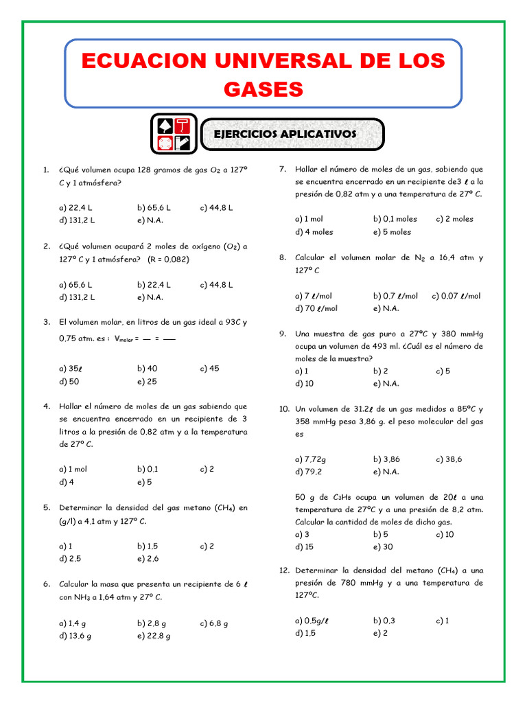 Ejercicios de Gases Ideales y Densidad | PDF | Gases | Mole (Unidad)