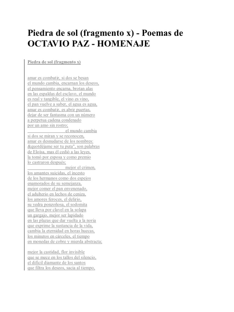 Piedra de Sol-Octavio Paz | PDF | Naturaleza