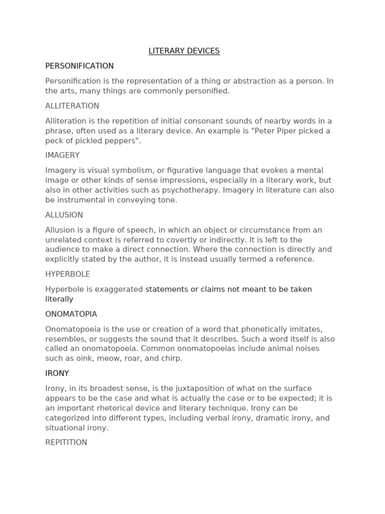 Literary Devices | PDF | Philosophy | Language Arts & Discipline