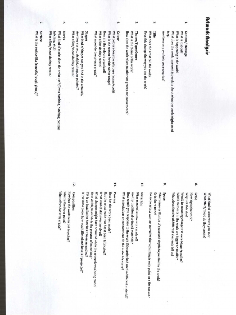 Artwork Analysis Task | PDF