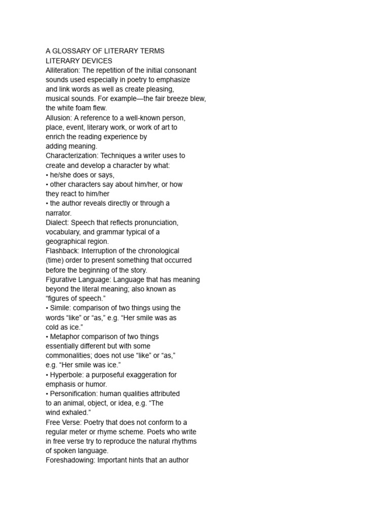 Literary Terms | PDF | Poetry | Narration