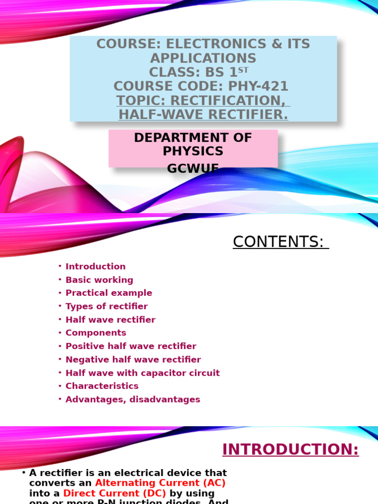 Bs 1st PPT 9 Rectification | PDF | Rectifier | Direct Current