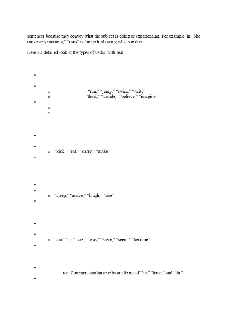 Verb And Its Types Pdf Verb Grammatical Tense