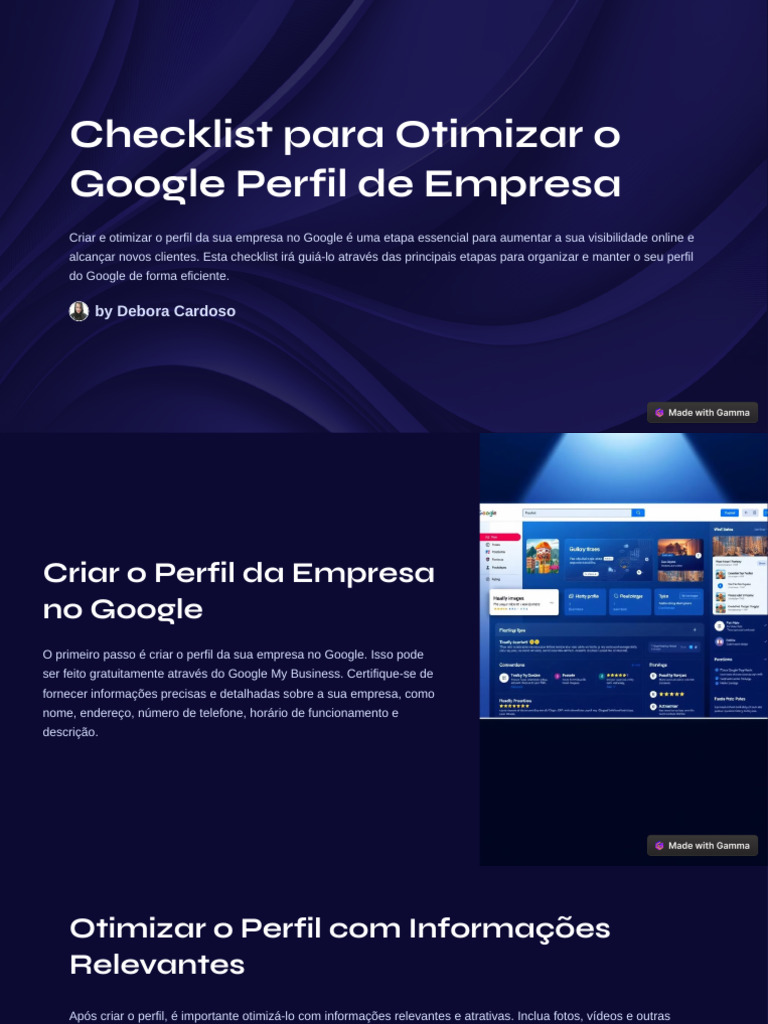 Checklist para Otimizar Perfil no Google | PDF | Rede social | Facebook
