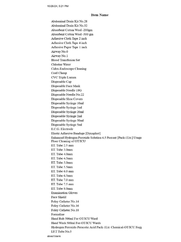 Surgical Stock Availability List 26102024 - Page-0001 | PDF
