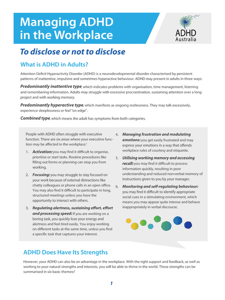 ADHD Workplace Disclose or Not 202007 v1.1 Web | PDF