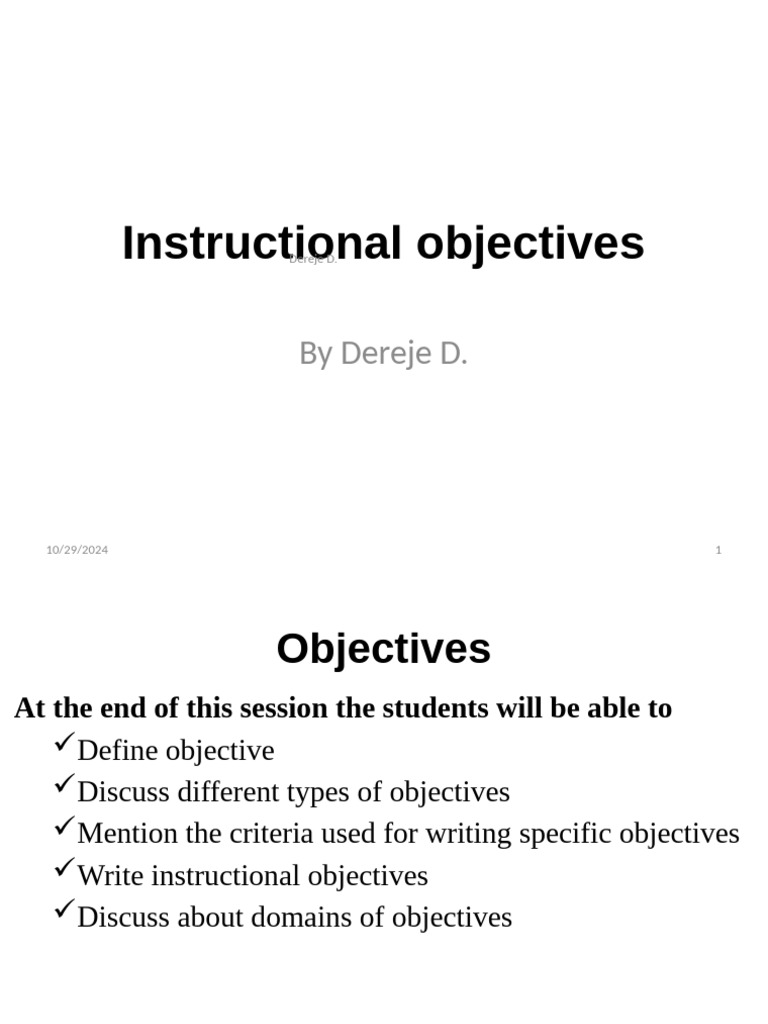 Understanding Instructional Objectives | PDF | Learning | Knowledge