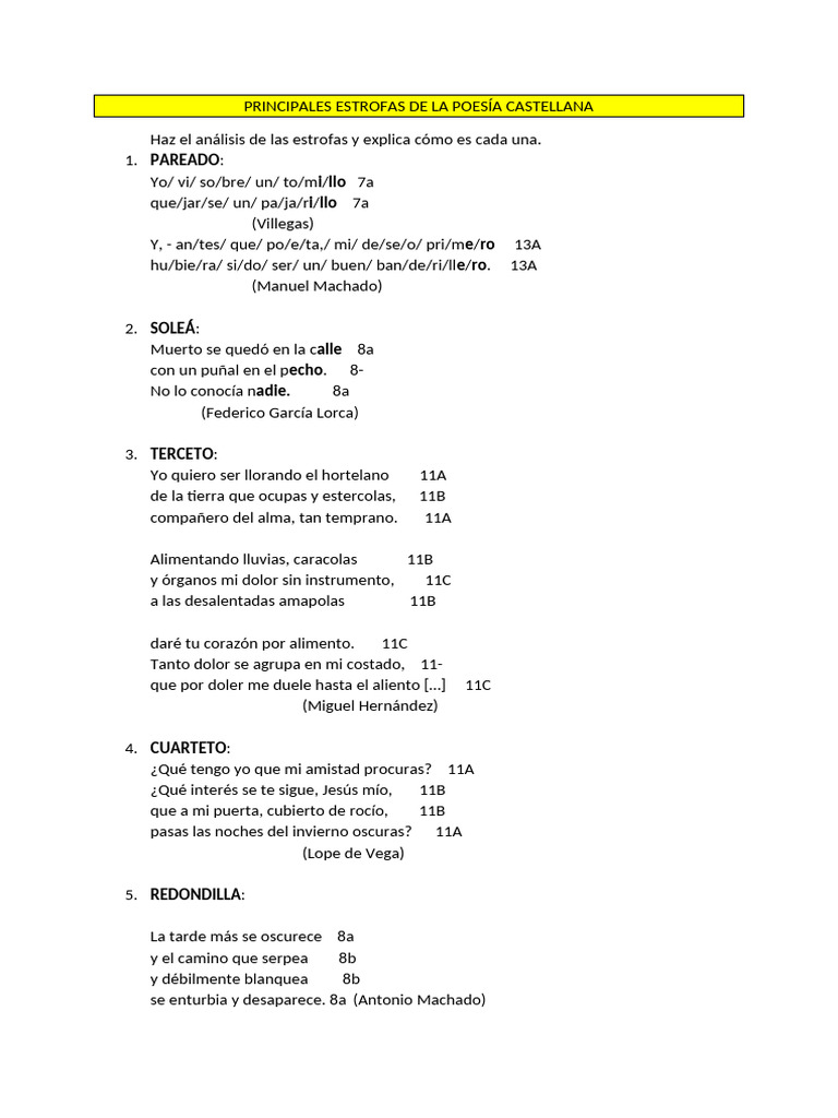 Tipos de Estrofas | PDF | Forma Stanzaica | Redacción y escritura creativa