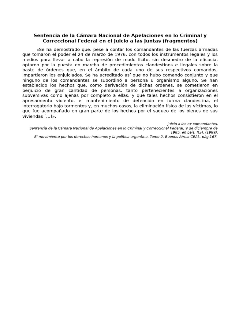 SENTENCIA CAMARA NACIONAL CRIMINAL ARGENTINA | PDF