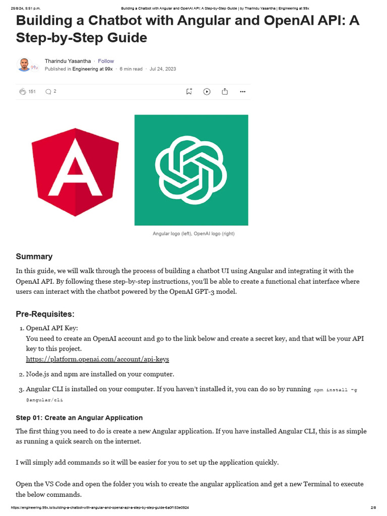 Building A Chatbot With Angular and OpenAI API | PDF | Command Line ...
