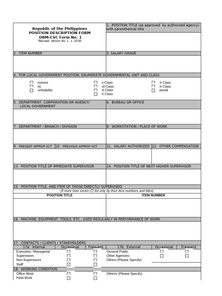 Pdf dbm csc form no 1 position description forms pdf bachelor s