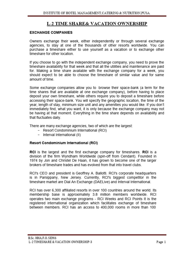 Timeshare Exchange and Ownership Guide | PDF | Condominium