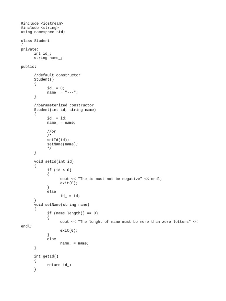 C++ Student Class Implementation | PDF