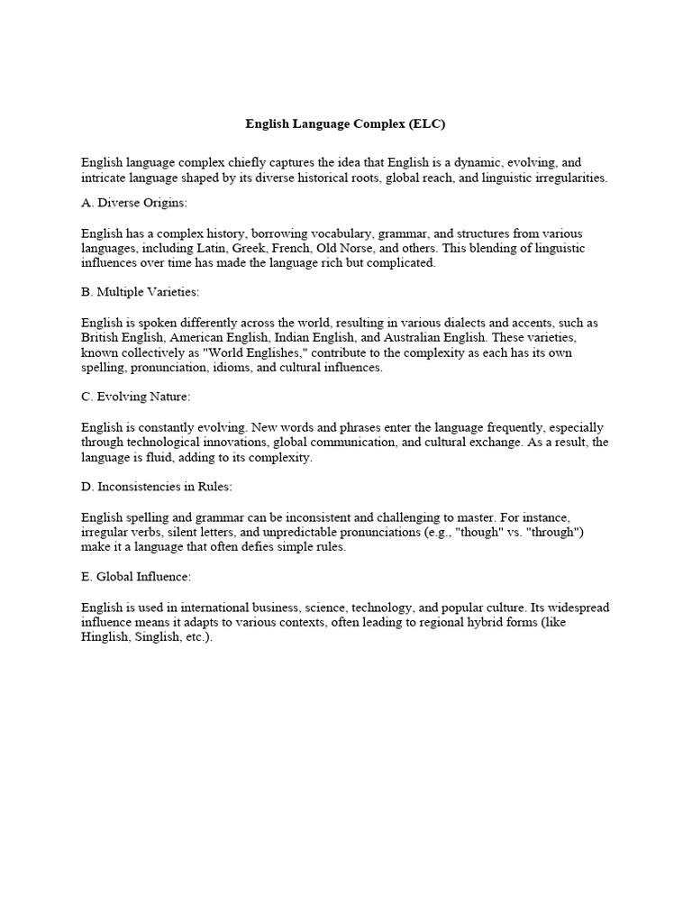 Complexity of the English Language | PDF | English Language | English ...